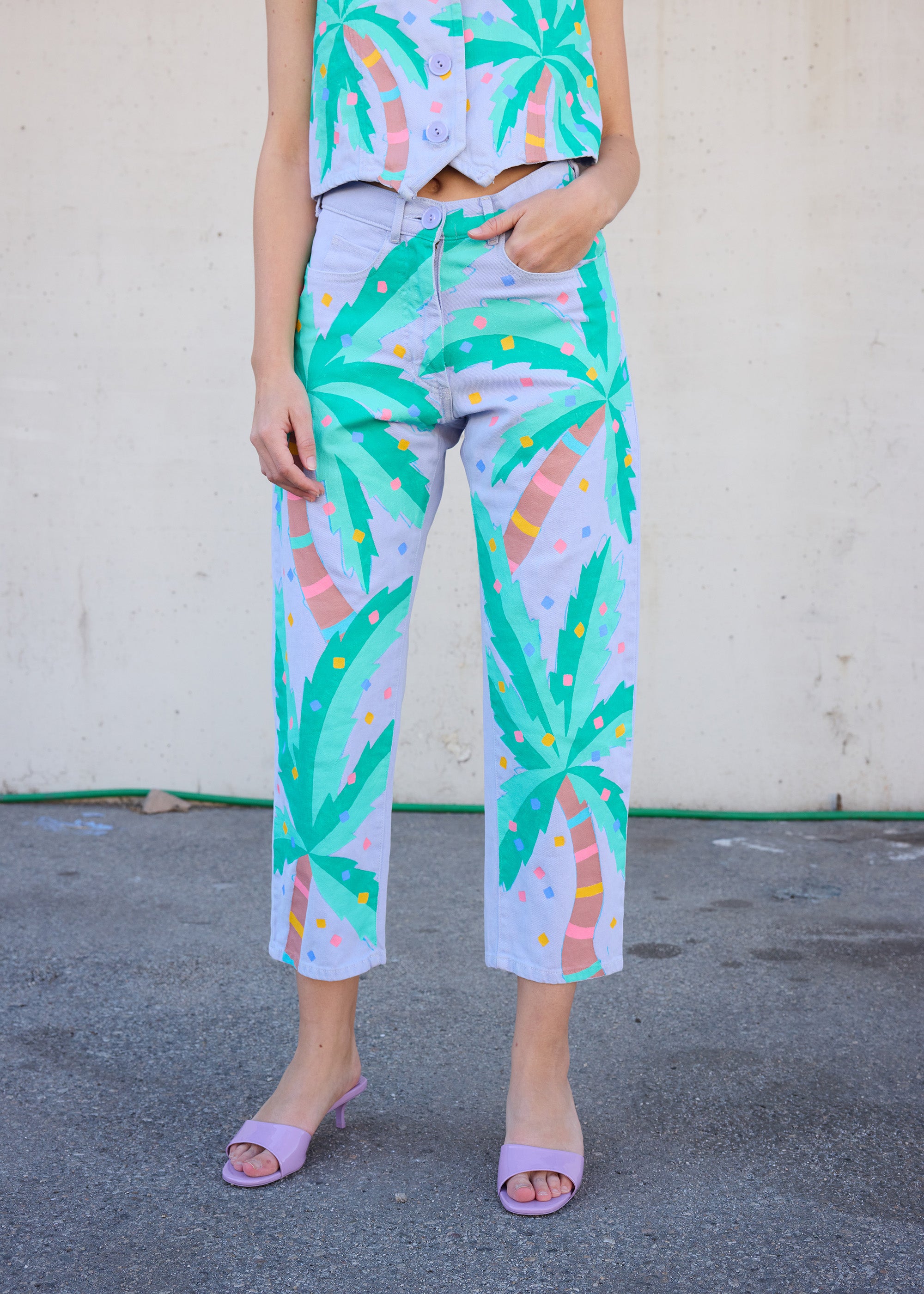 Painted Palm Denim Jeans