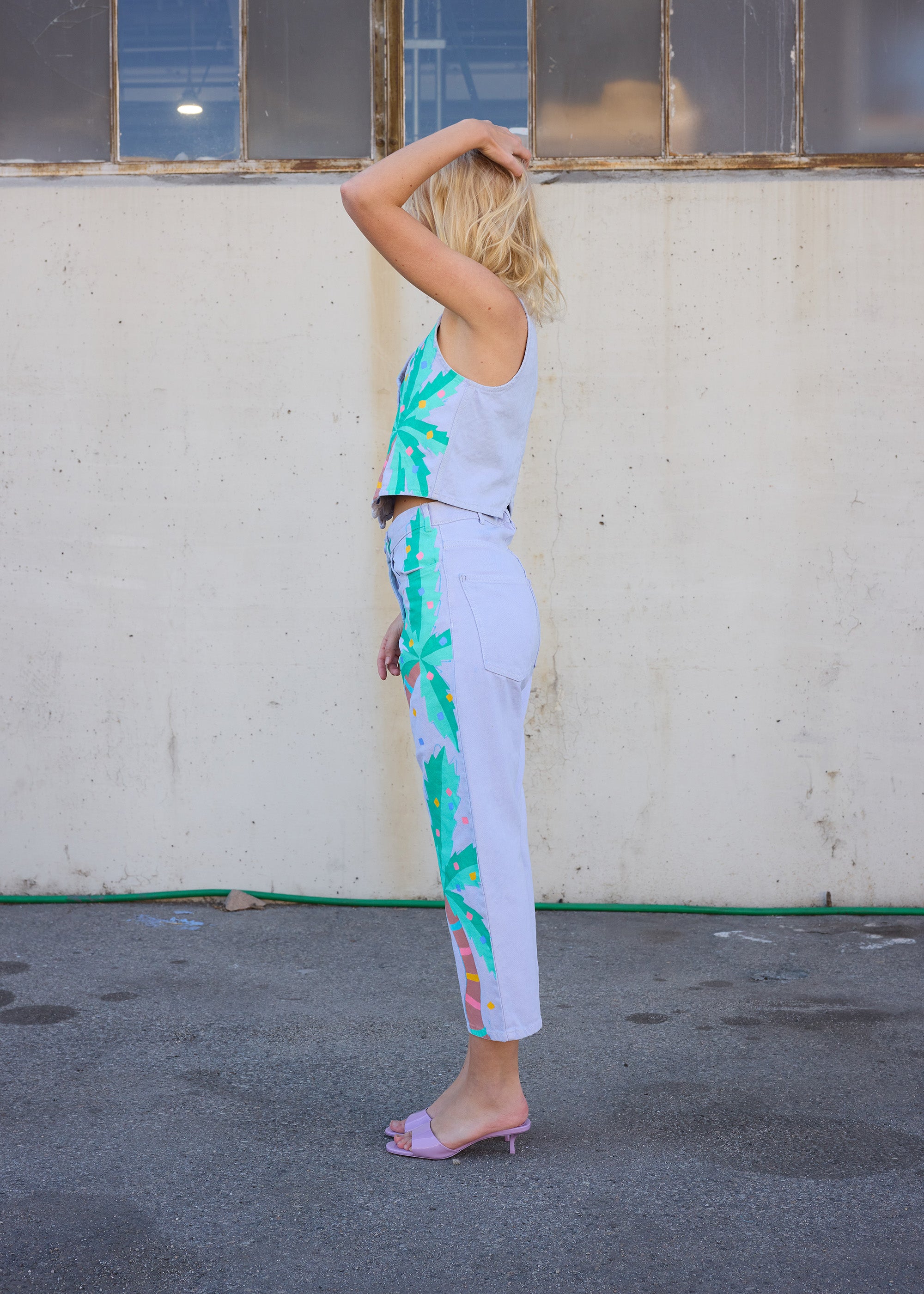 Painted Palm Denim Jeans