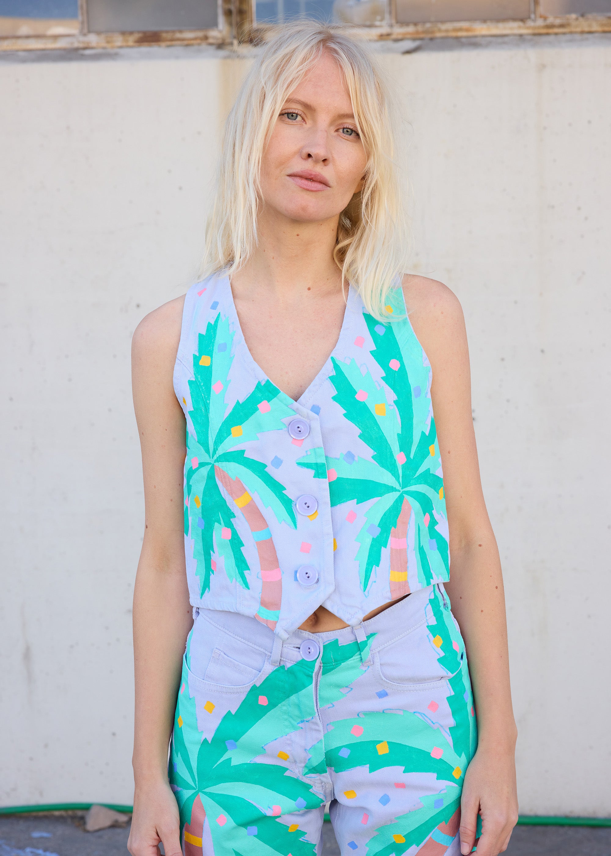 Painted Palm Denim Vest