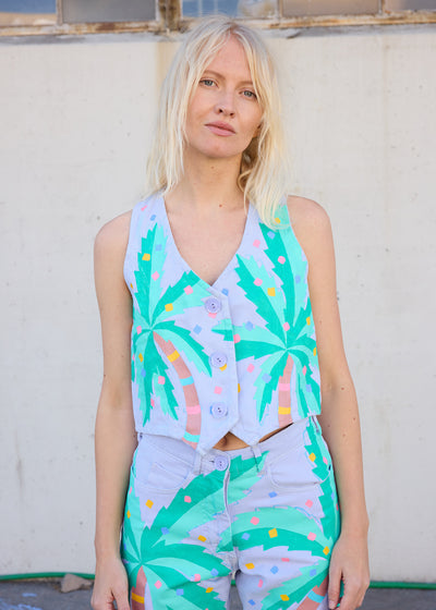 Painted Palm Denim Vest