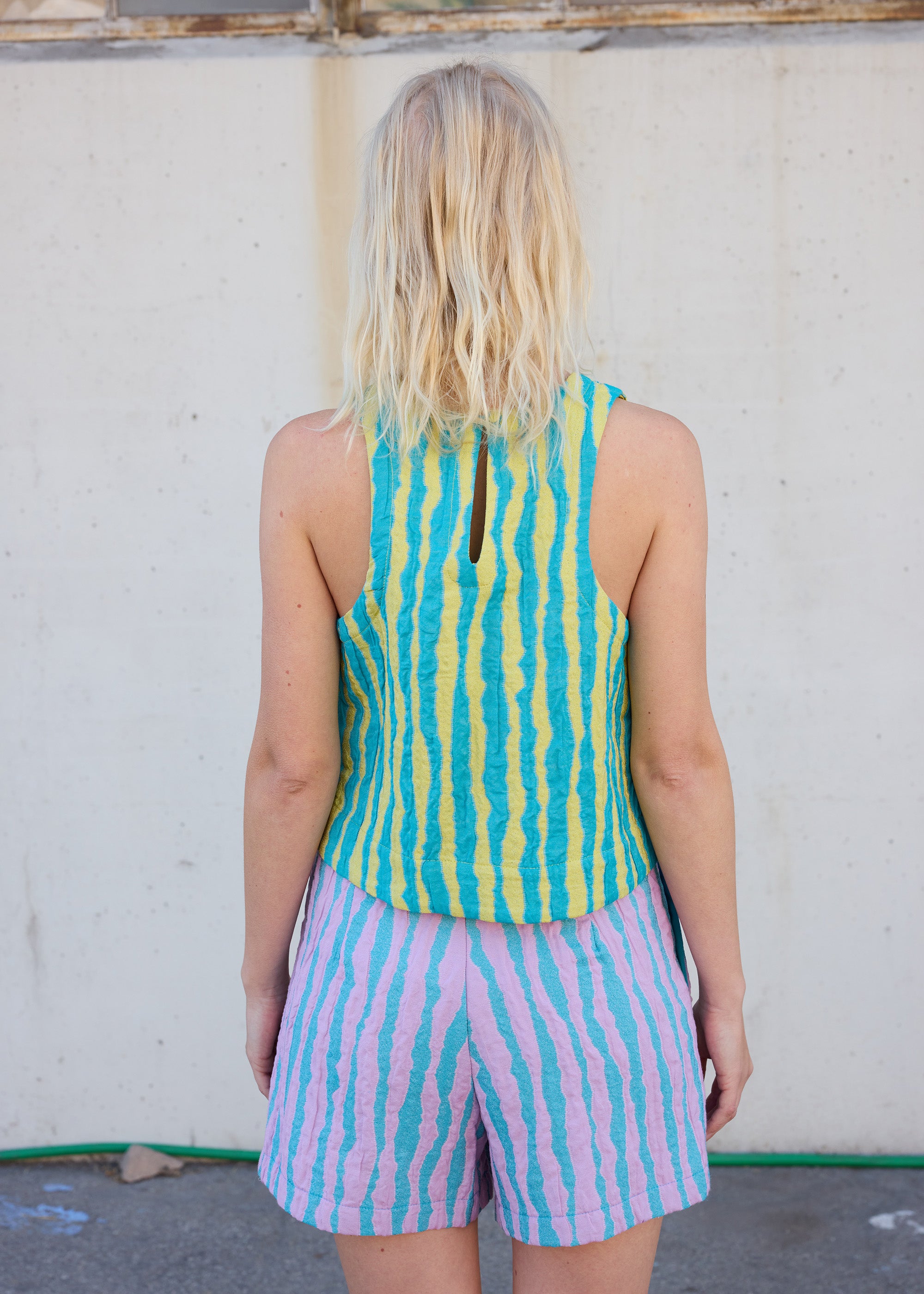 Monse Sleeveless Top- Blue/Yellow