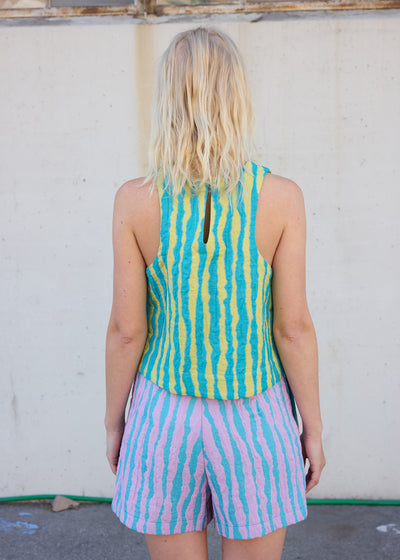 Monse Sleeveless Top- Blue/Yellow