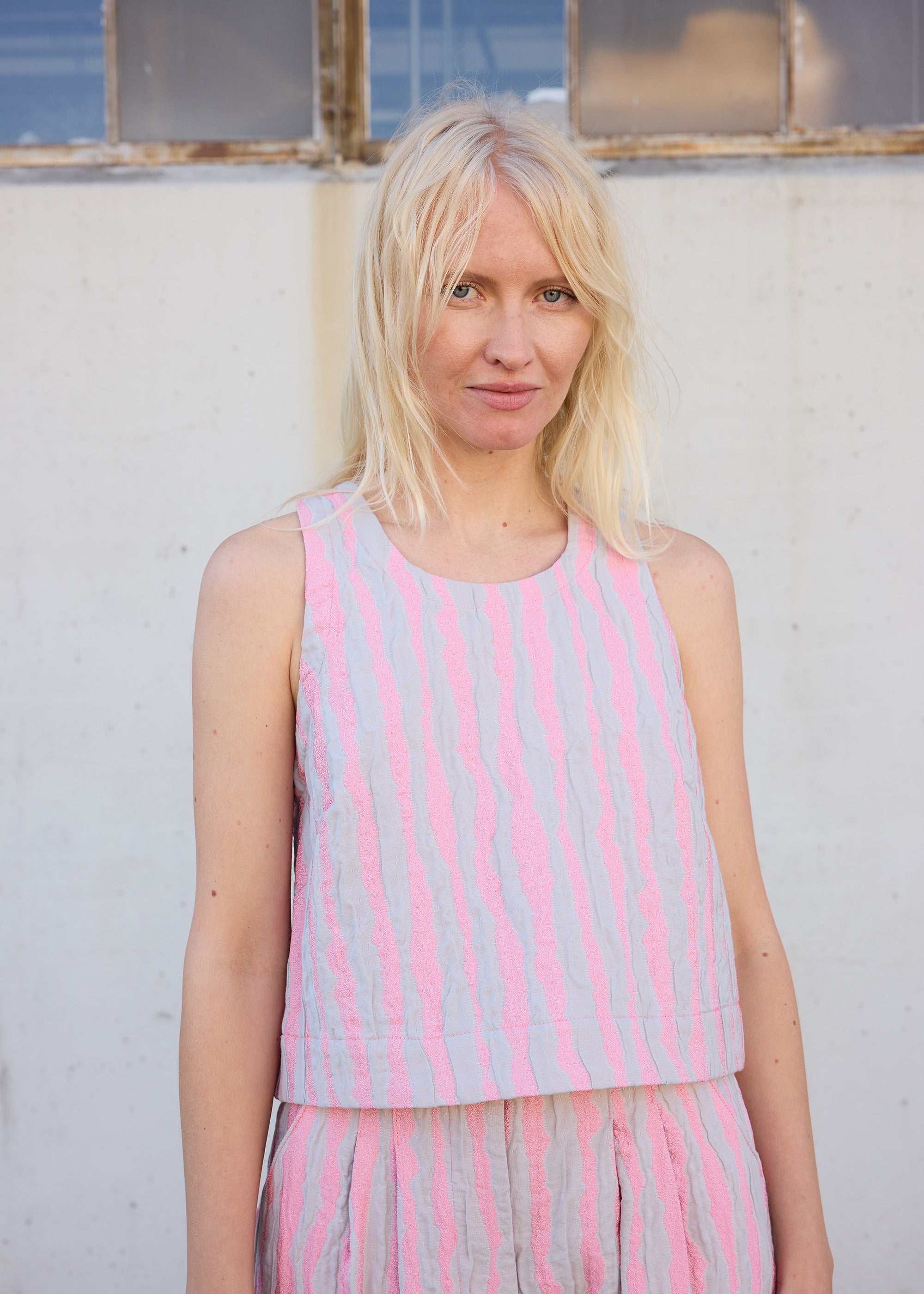 Monse Sleeveless Top- Grey/Pink