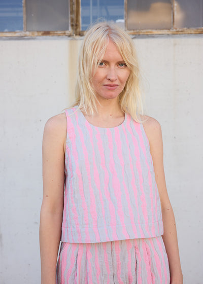 Monse Sleeveless Top- Grey/Pink
