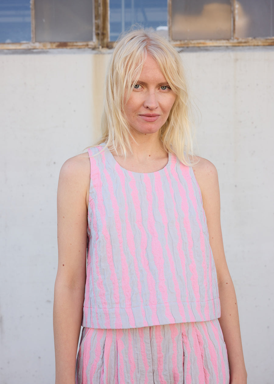 Monse Sleeveless Top- Grey/Pink