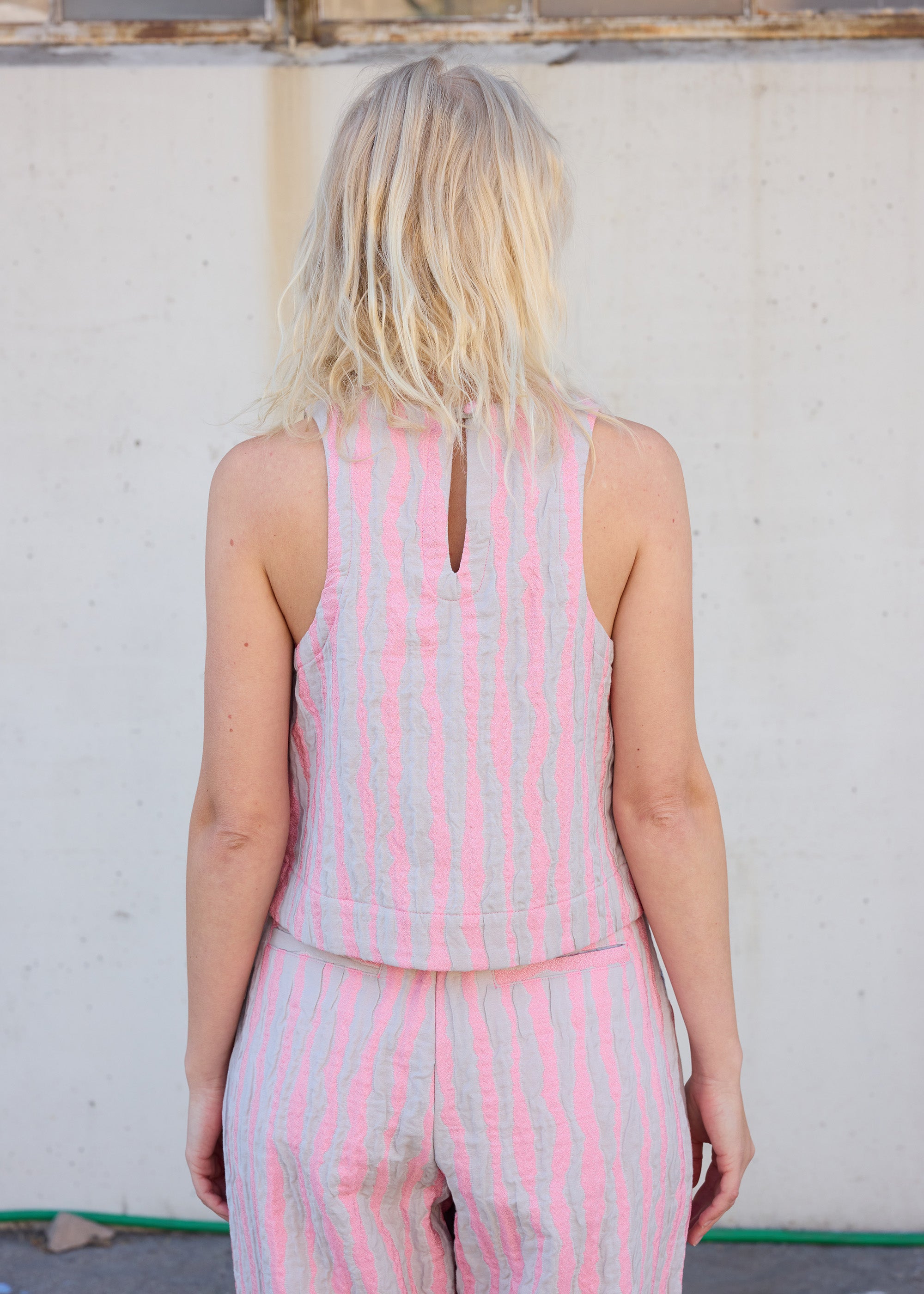 Monse Sleeveless Top- Grey/Pink