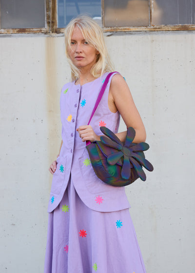 Oil Slick Flower Saddle Bag