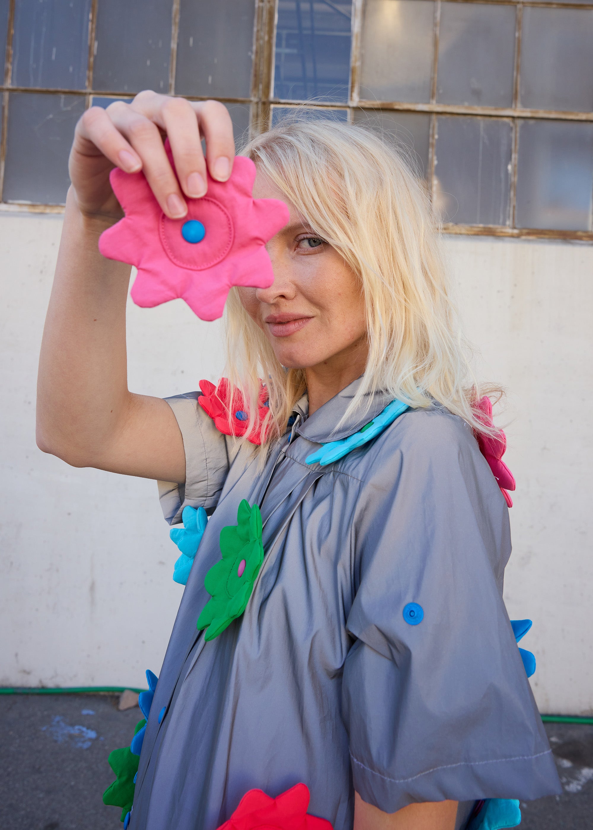 Reflective Flower Snap Dress