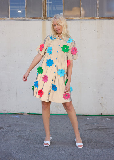 Reflective Flower Snap Dress