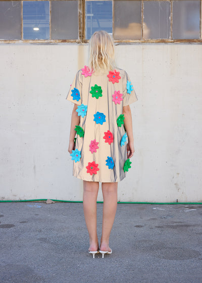 Reflective Flower Snap Dress